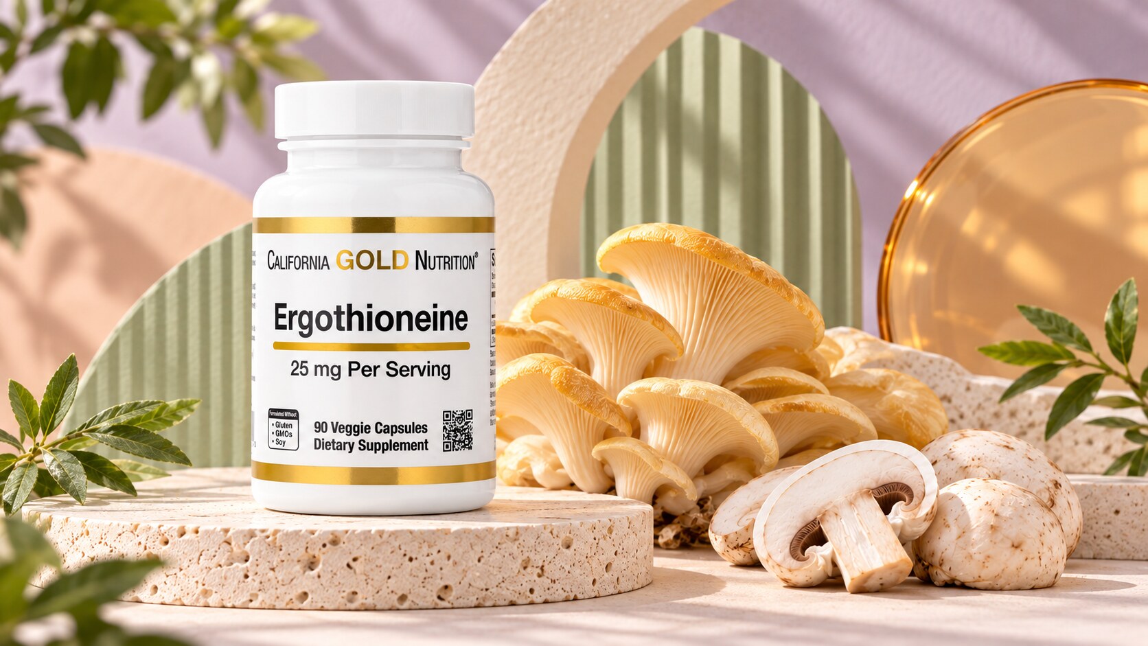 California Gold Nutrition Ergothioneine 25 мг, 90 растительных капсул, высокая дозировка эрготионеина